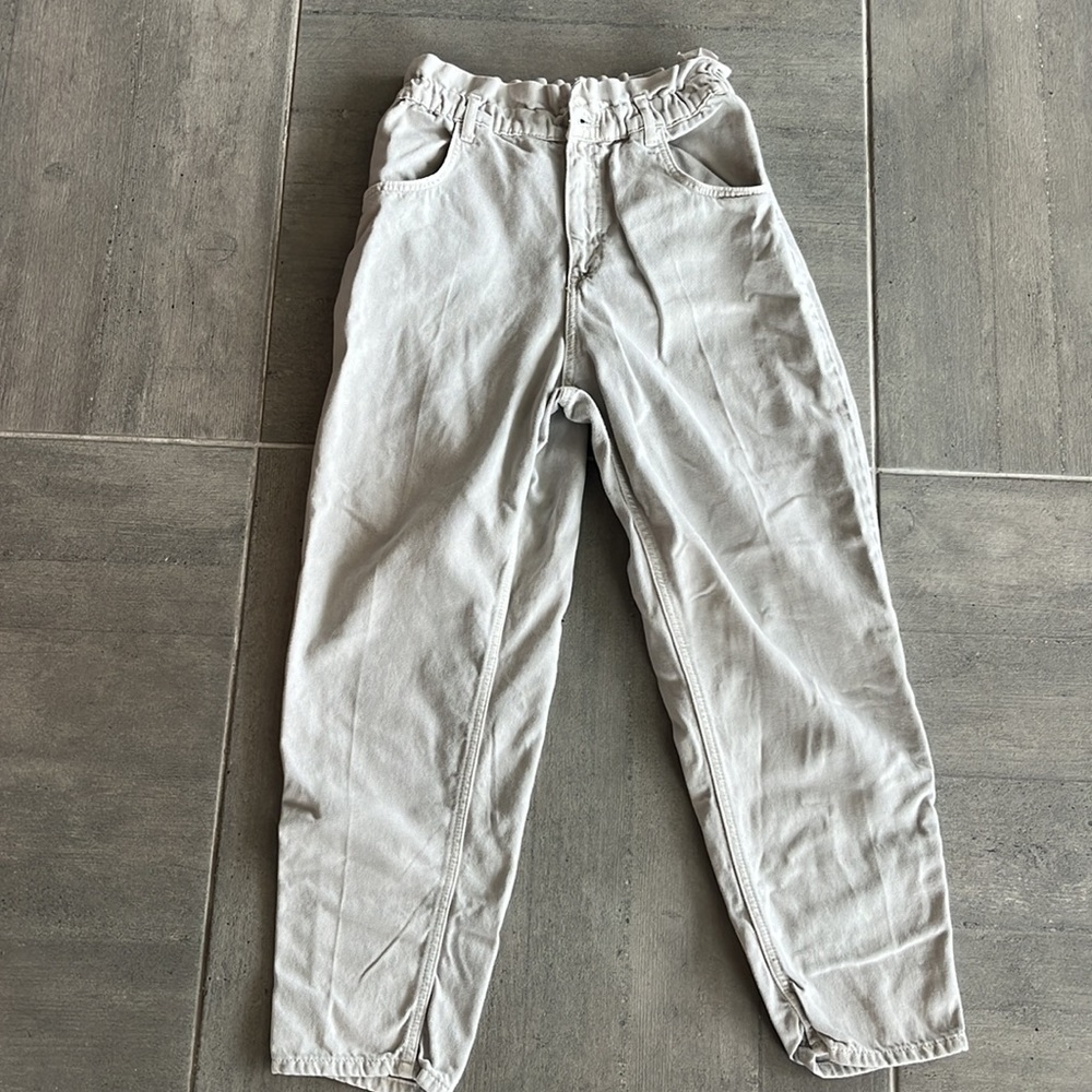 Zara Woman - Paper-bag high rise Waist - Light gray jeans - Medium